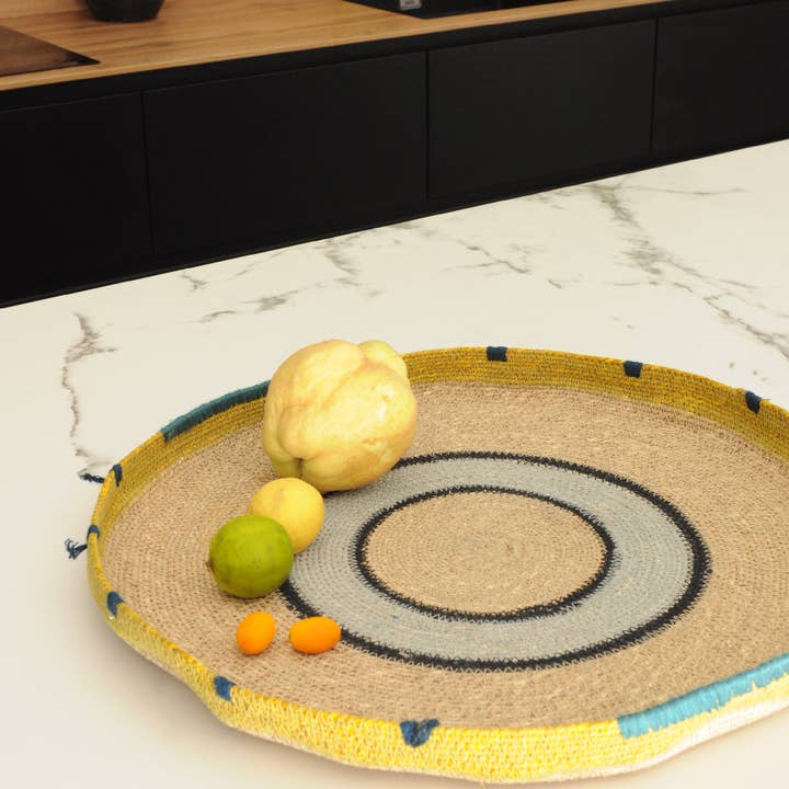 Circular yellow decorative tray for wholesale by B A O B A B - Maison