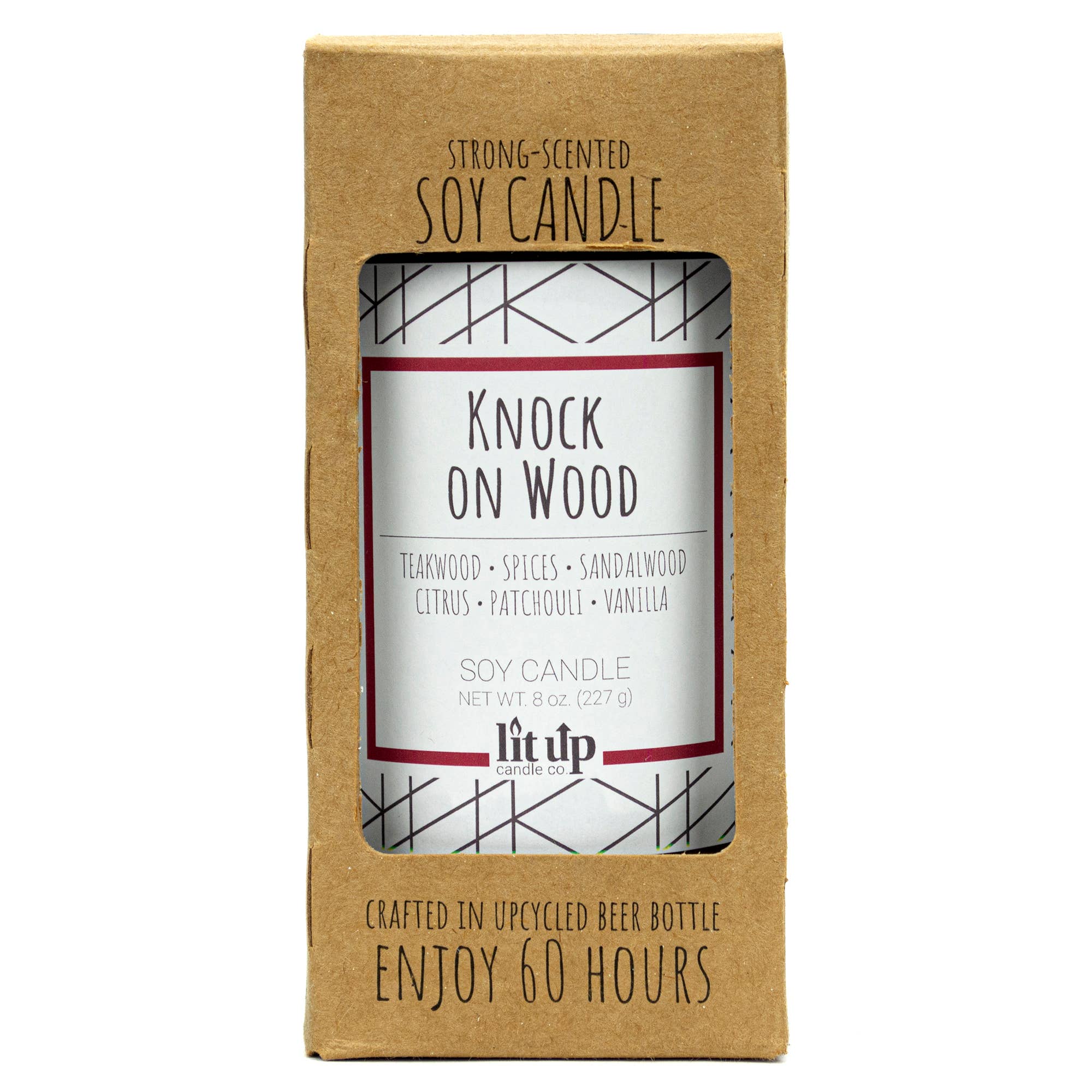 Lit Up Candle Co. - Wholesale Jar/Filled Candle - Knock on Wood scented 8 oz. soy candles in beer bottles2