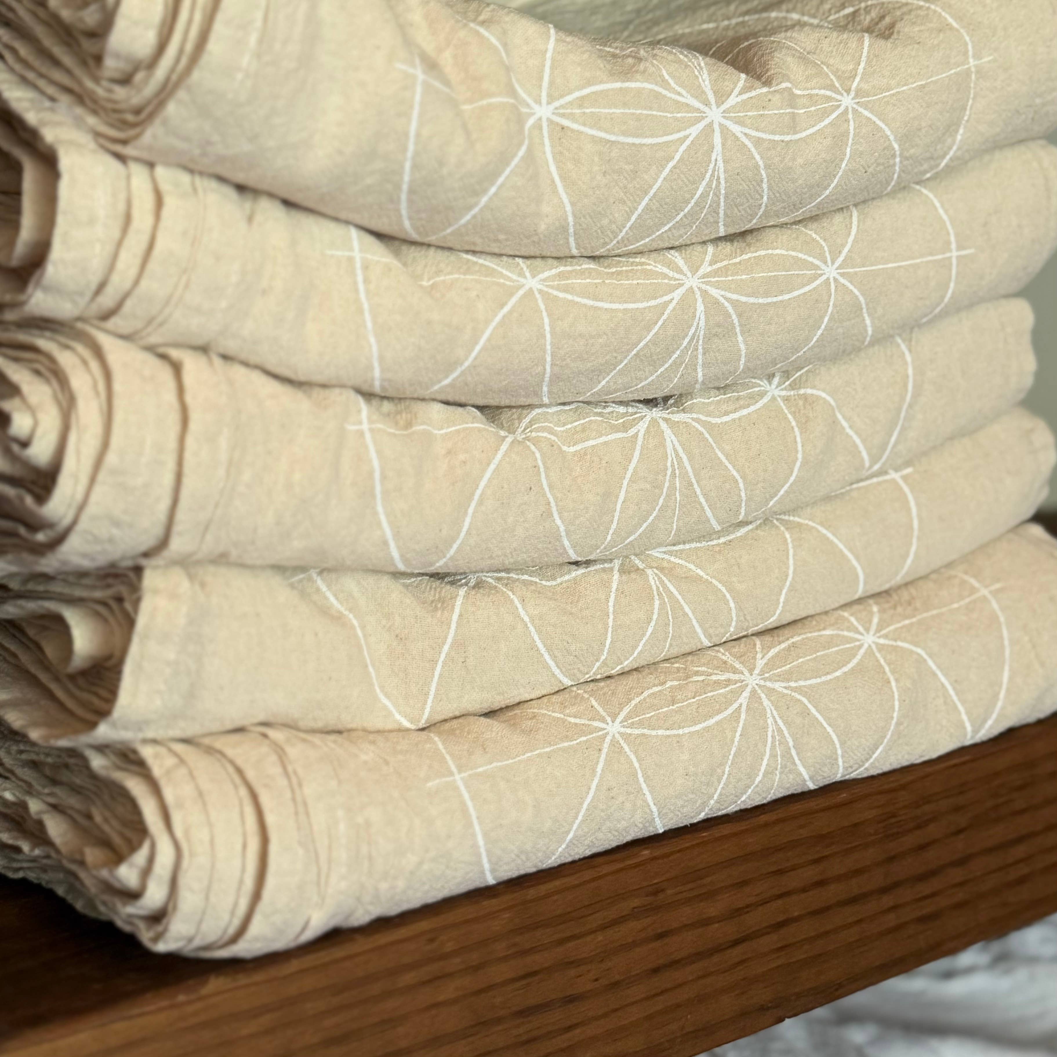 Crystal Grids - Wholesale Meditation Supplies - Seed of Life white ink, Crystal Grid Cloth, Alter Cloth19