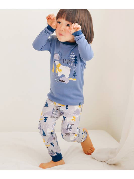 Bleu Foncé Pyjama en coton à manches longues avec ours polaire en vente sur Faire2