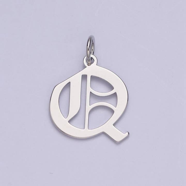 Aim Eternal - Wholesale Individual Charm/Pendant - Gothic Letter Charm, Alphabet Charm, Silver Letter Charm, 26 Letters Initial Charms Old English Letter Pendant A690~A70216