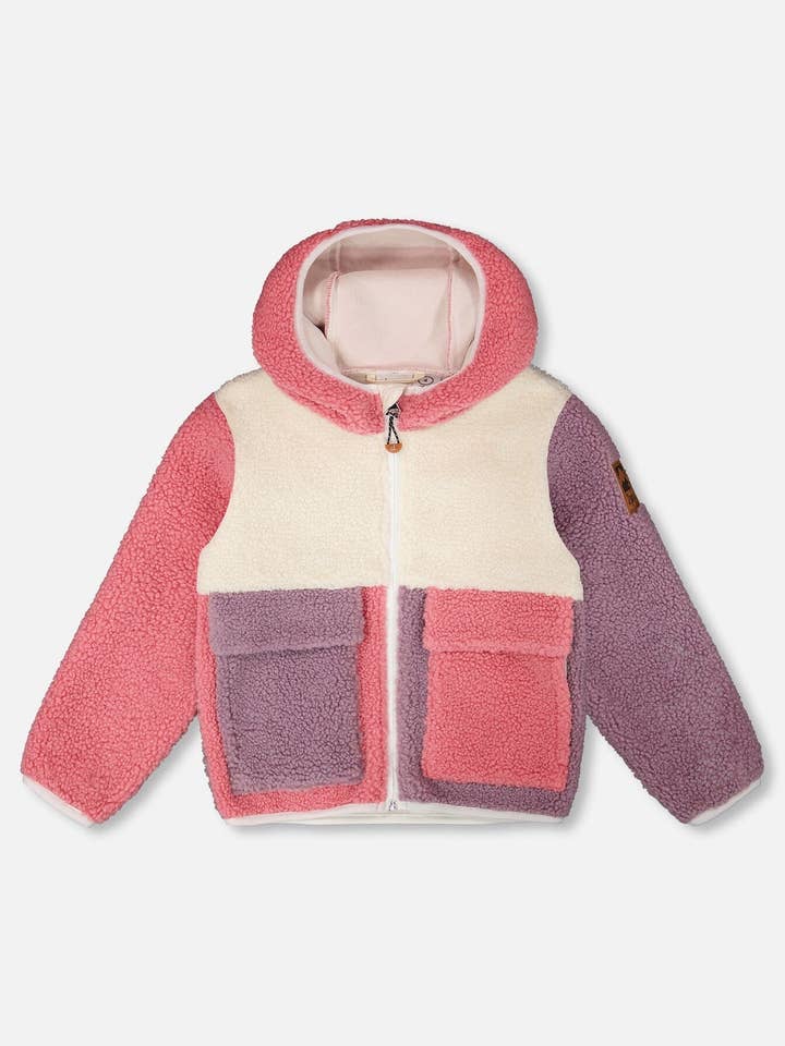 Chaqueta Sherpa en Bloques de Color Rosa para venta al por mayor de Deux par Deux