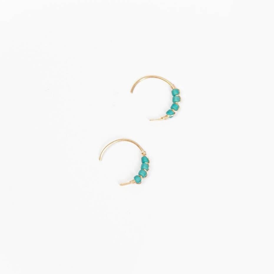 Forai - Wholesale Huggie Earrings - Moab Western Beaded Hoop Earrings in 14k Gold Filled