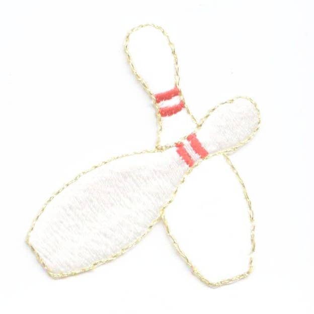 Wholesale Applique - Wholesale Patch - Bowling Double Pins Embroidered Iron on Patch1