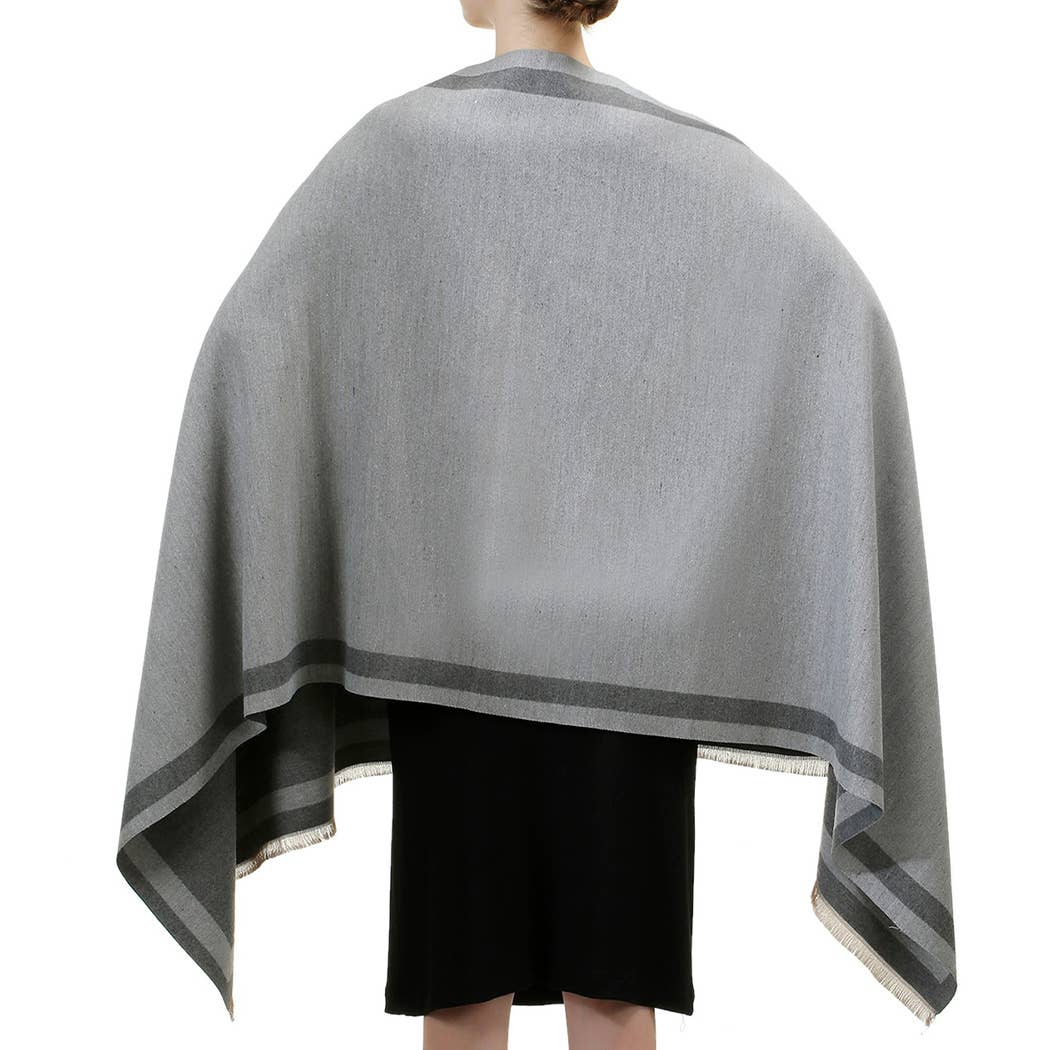 Fashion City - Wholesale Wrap - Women's - Reversible Oversized Border Cashmere Feel Shawl39
