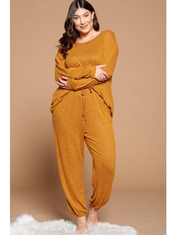 Emerald Collection - Wholesale Lounge Set - Women's - ETK-8317-PL Cozy and Soft Hacci Brush Lounge Set