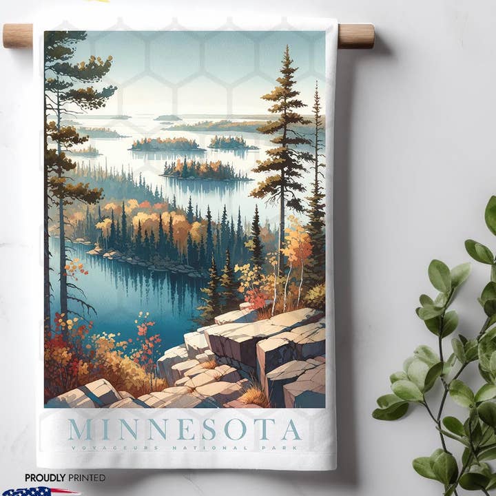 Toalha de prato de cozinha em aquarela Minnesota Landmark & Landscape por atacado de ADDLE iNK