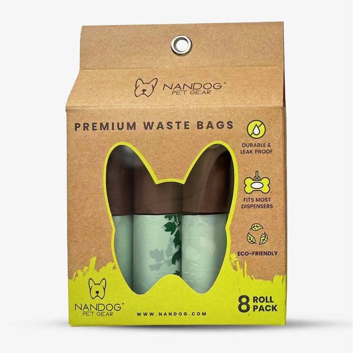 Poop Bags | 8 Rolls | Green Leaves for wholesale by Nandog Pet Gear