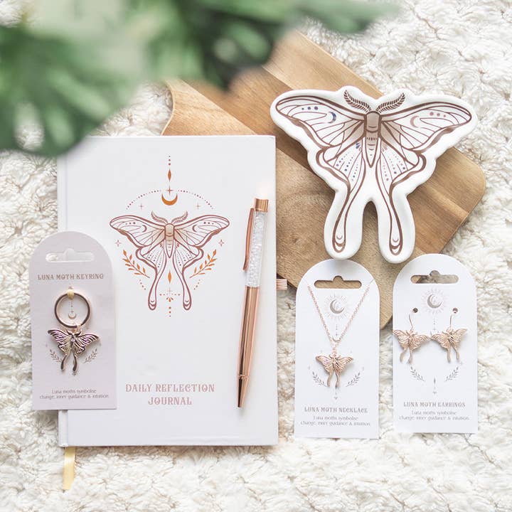 Something Different Wholesale - Wholesale Journal/Diary - Luna Moth Daily Reflection Journal with Clear Quartz Pen
