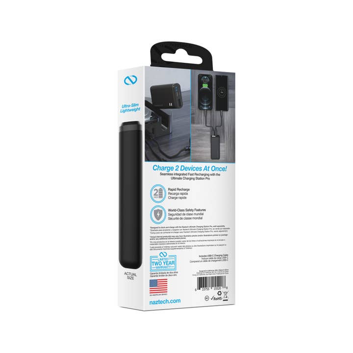 JupiterGear Home - Venta al por mayor Cargadores portátiles - Batería externa USB-C + USB Naztech de 4000 mAh