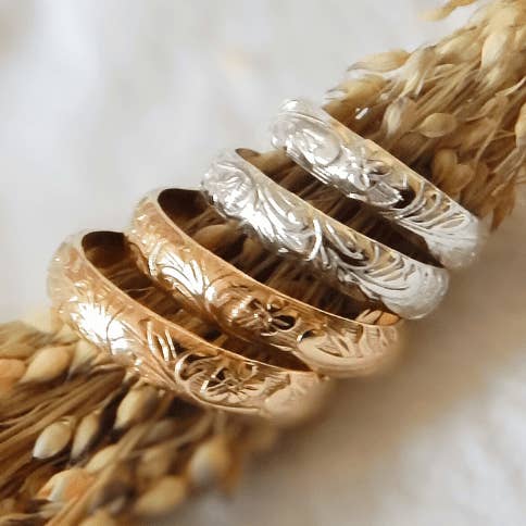 Barberry & Lace Handmade Jewelry - Wholesale Band/Stacked Ring - Floral Band Ring