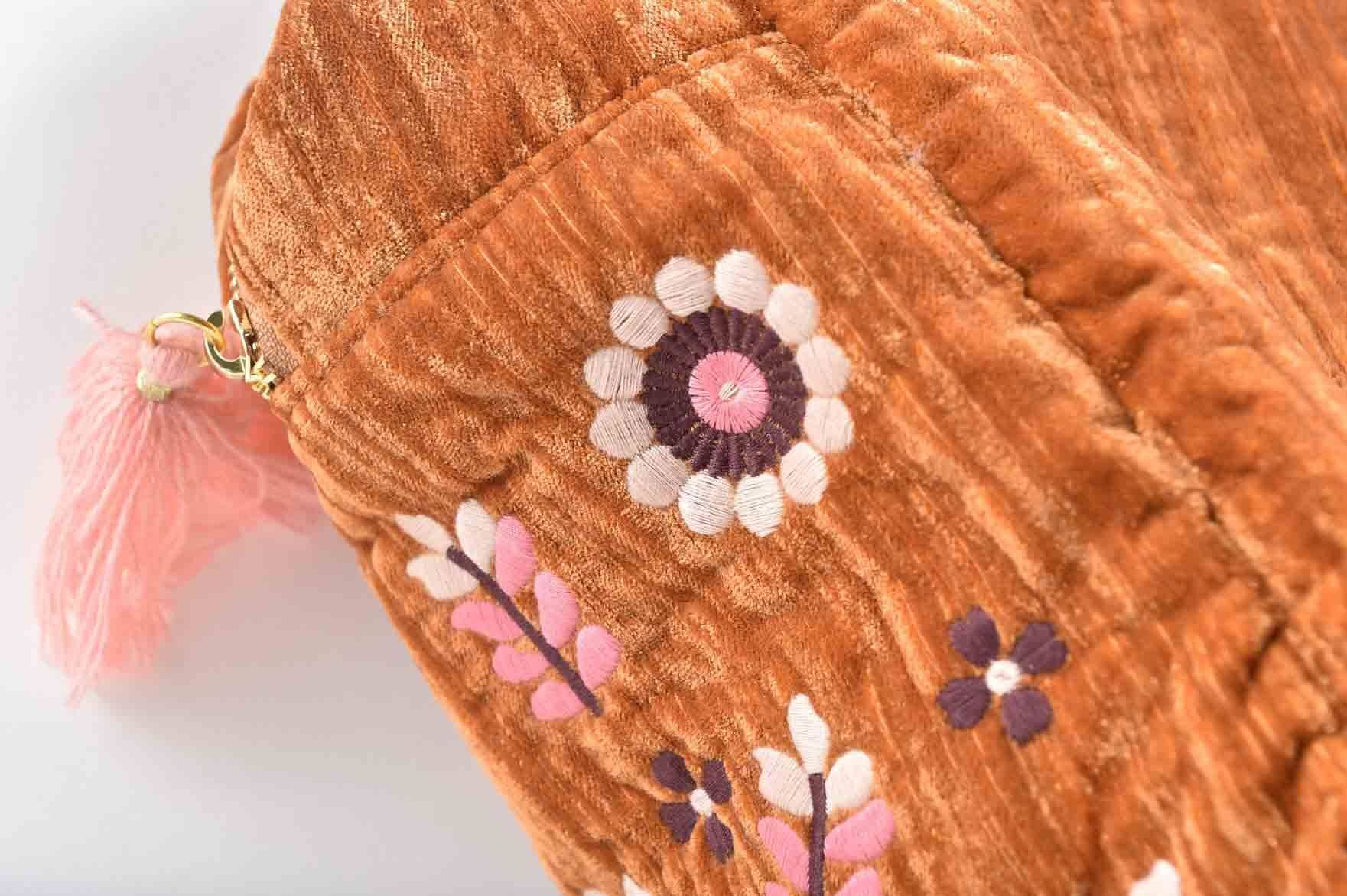 Caramel Sac 36 heures Amy - Sac de voyage - Velours - fleurs -orange en vente sur Faire3