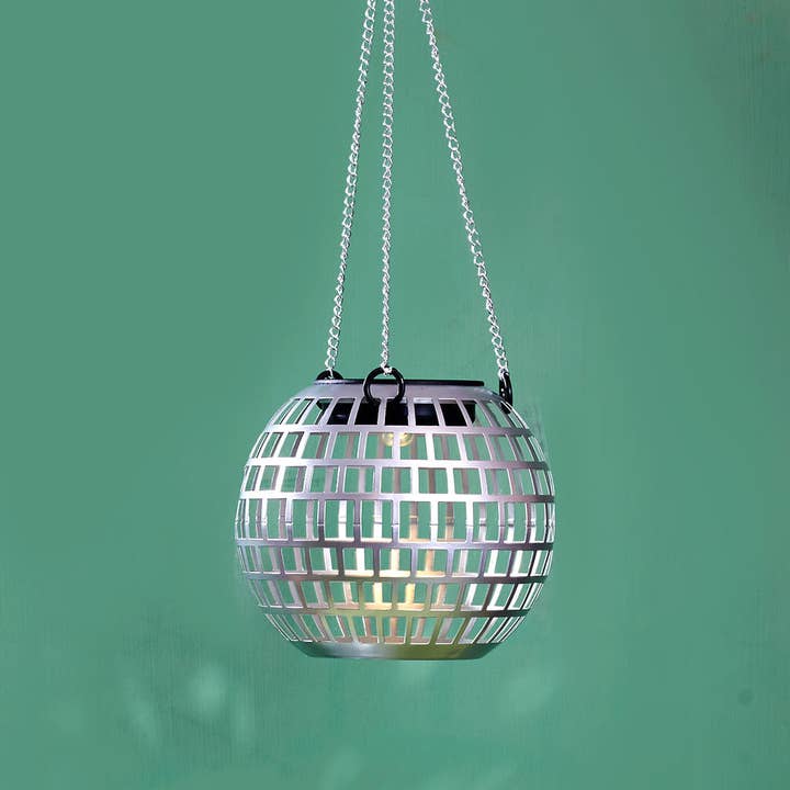 Paloverde Botanicals - Wholesale Outdoor/Lawn Light - Disco Ball 6" Metal Solar Hanging Lantern - Garden Light7