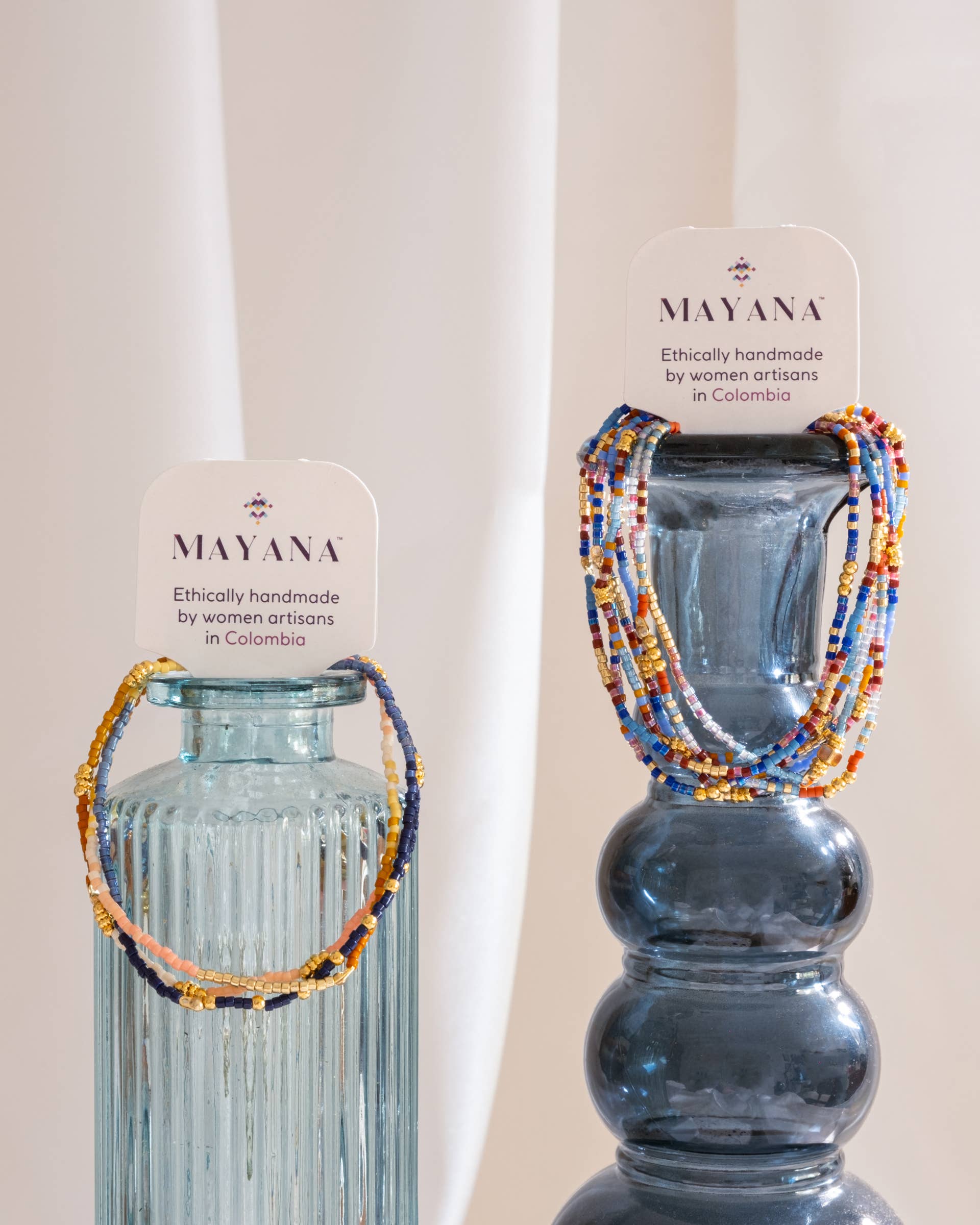 Mayana Designs Co - Wholesale Beaded Bracelet - Set/3 Miyuki Beaded Stretch Bracelets (Peach/Aqua/Tan)4