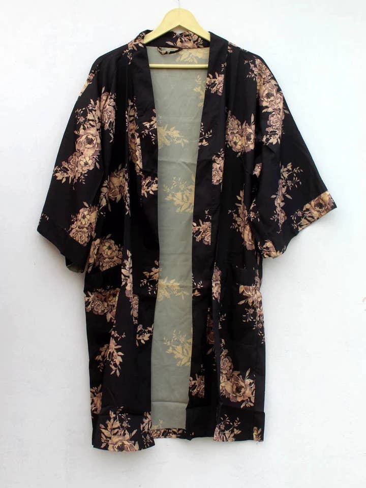 GYPSY STUDIO - Wholesale Kimono - Women's - Folk Boho Hippy Goddess Indian Crepe Sari Kimono Streetstyle