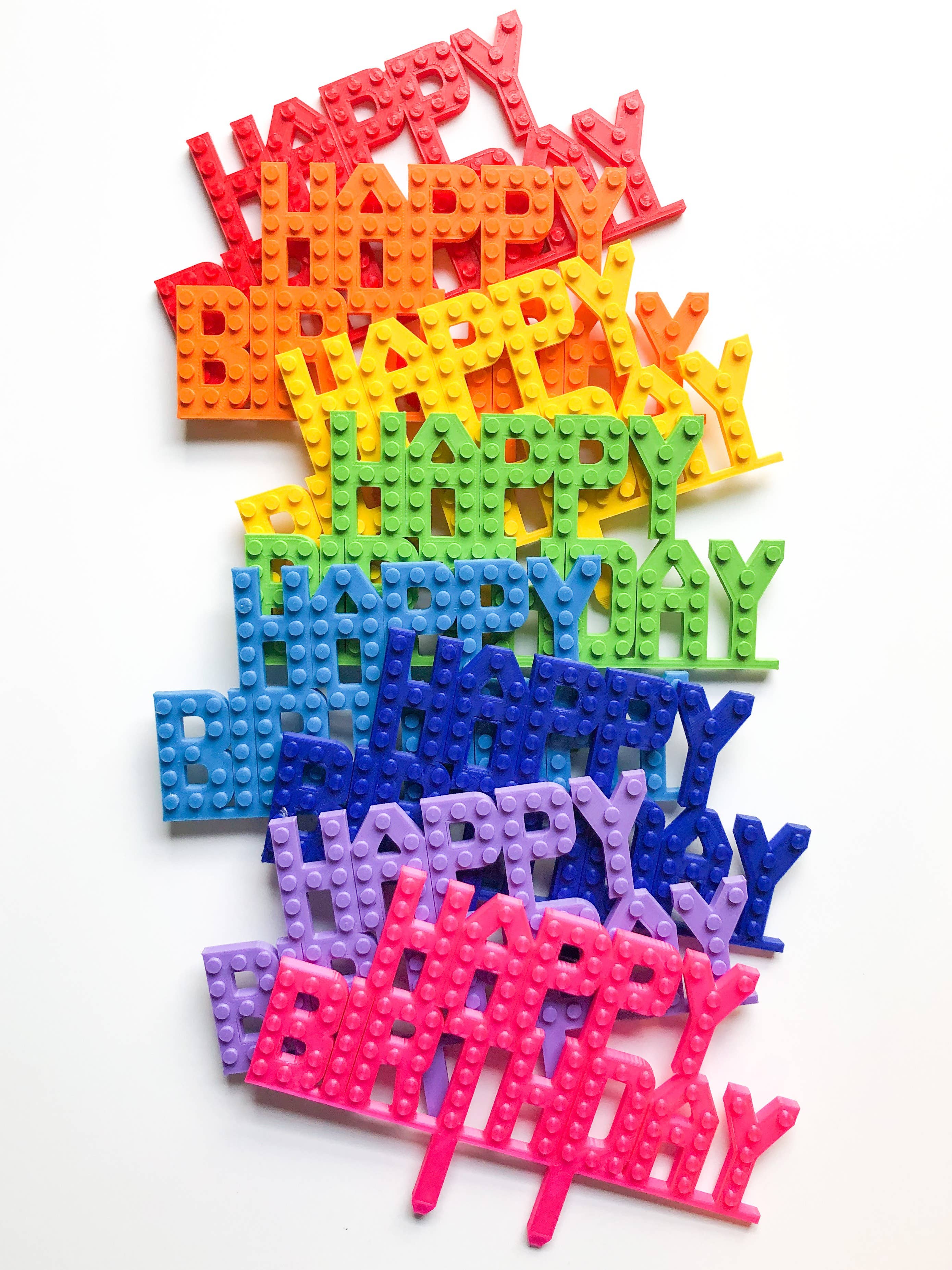 Made Happy Gifts - Wholesale Cake/Cupcake Topper - Happy Birthday Lego compatible Cake Topper4