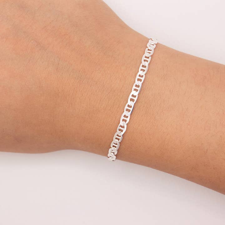 "Wildflower" Sterling Silver 4mm Diamond Cut Anchor Chain for wholesale by TPAIGE Jewelry