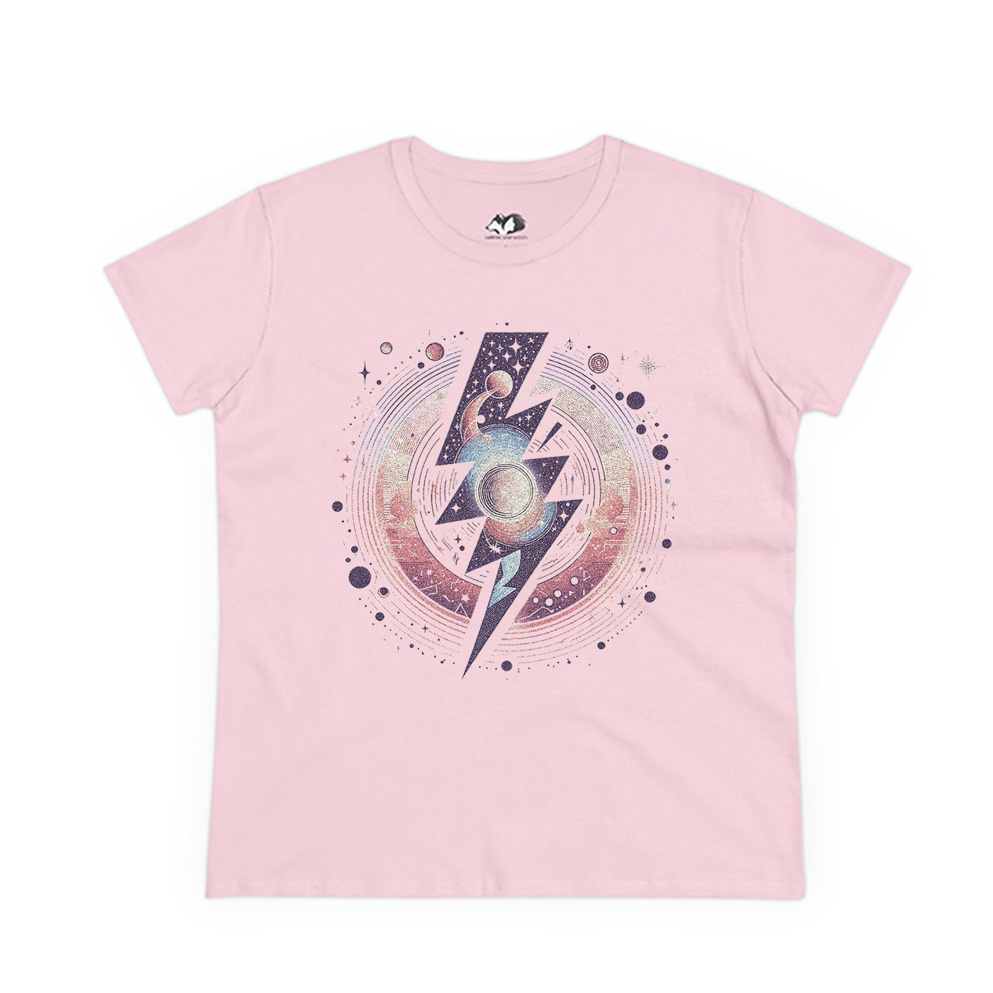 Running With Wolves - Wholesale Screen Printed T-Shirt - Women's - Lightning Strike - 100% Cotton Lightning Bolt Retro Tee2