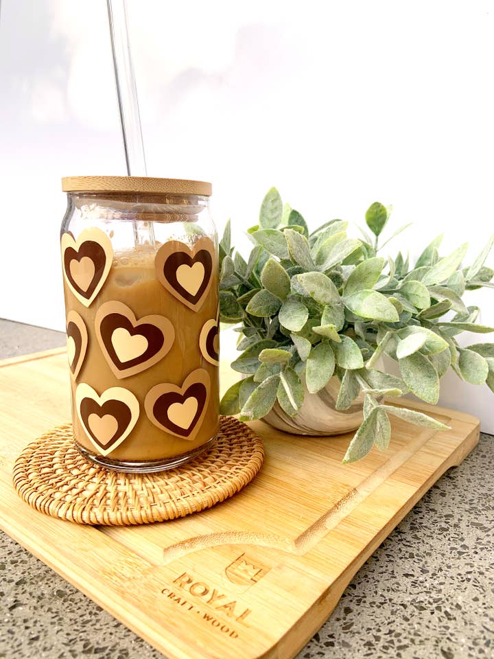 Copo de vidro Retro Heart de 473 ml por atacado de 1st Allie