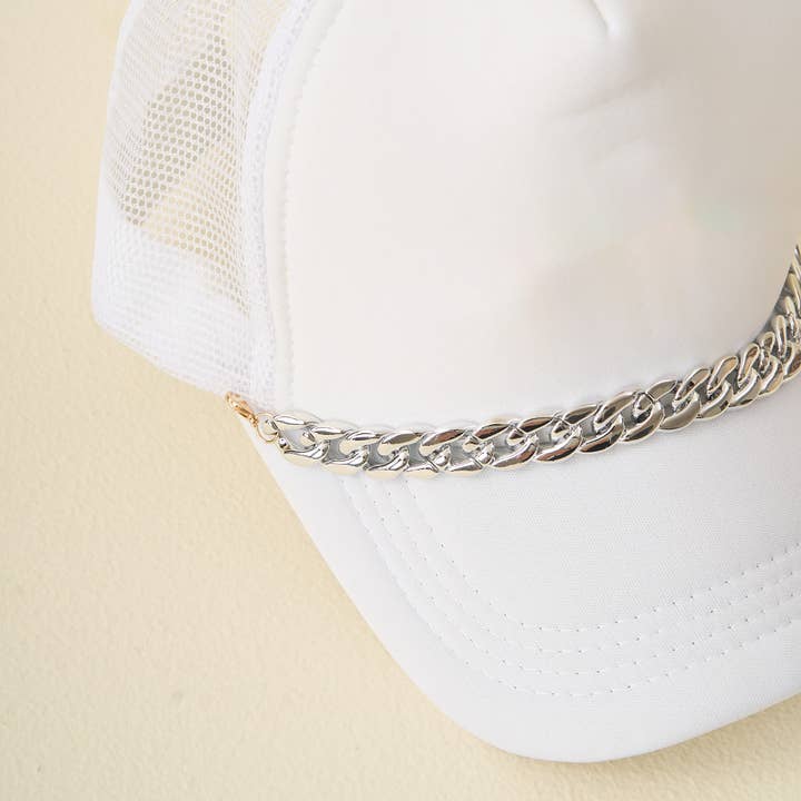 Trucker Hat Chain-Acrylic-Silver for wholesale by The Darling Effect