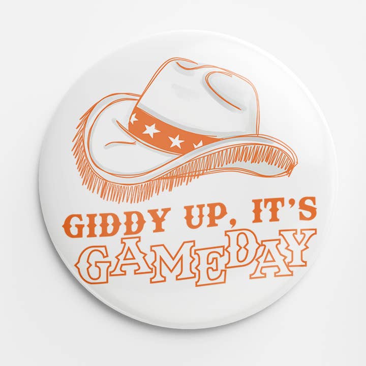 Bouton Giddy Up (orange) pour la vente par Thanks For Everything