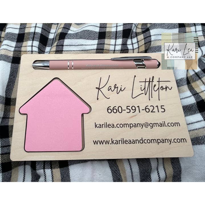 Personalized House Shaped Sticky Note Pad/Holder for wholesale by Kari Lea & Company LLC