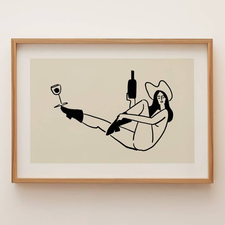 "Balance" Yoga & Wine Cowgirl Minimal Western Wall Art for wholesale by Tumbleweed Design Studio