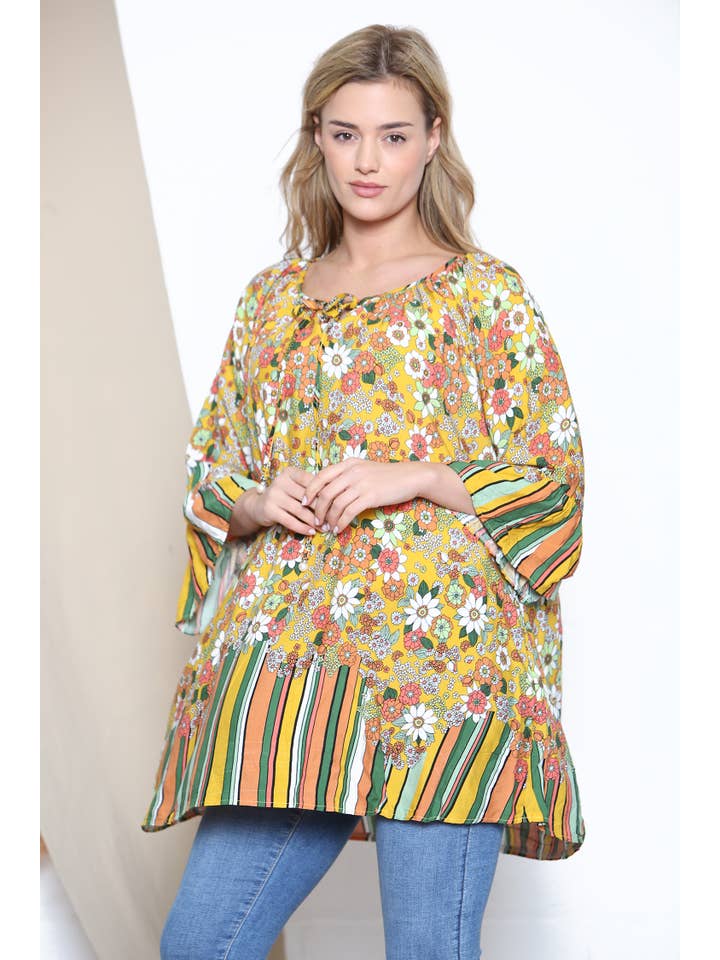 Lucy Sparks - Wholesale Tunic - Women's - Stripe trim floral top14