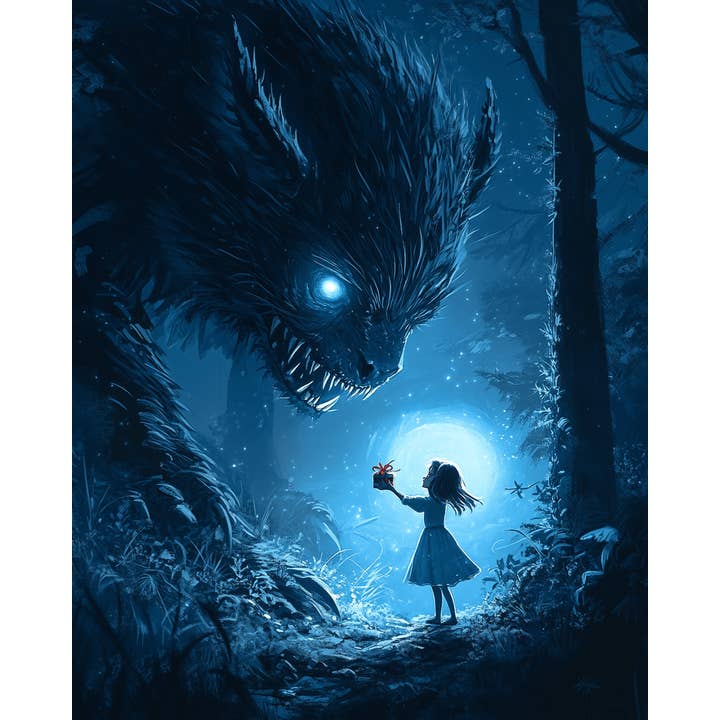 Mowbi - Wholesale Art Print - A Present for Chupacabra - Mythical Beasts Wall Art Prints – 8″x10″ Artwork for 11″x14″ Frame