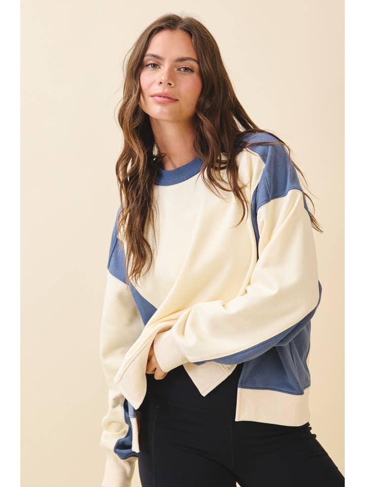 AEMI + CO - Wholesale Sweatshirt - Women's - 9106FK Colorblock Terry Pullover Sweatshirt29