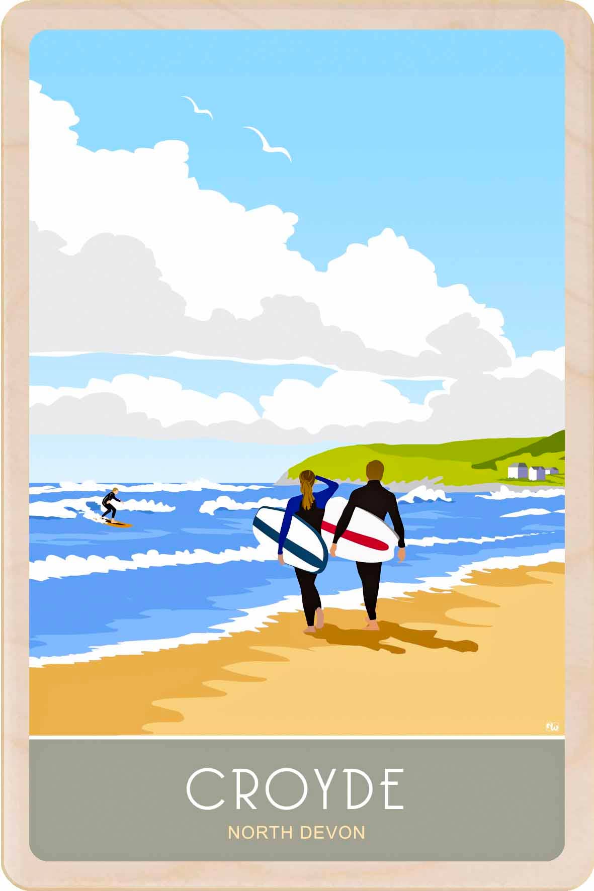 THE WOODEN POSTCARD COMPANY - Wholesale Ansichtkaart - Croyde, Devon - Milieuvriendelijke souvenirs0