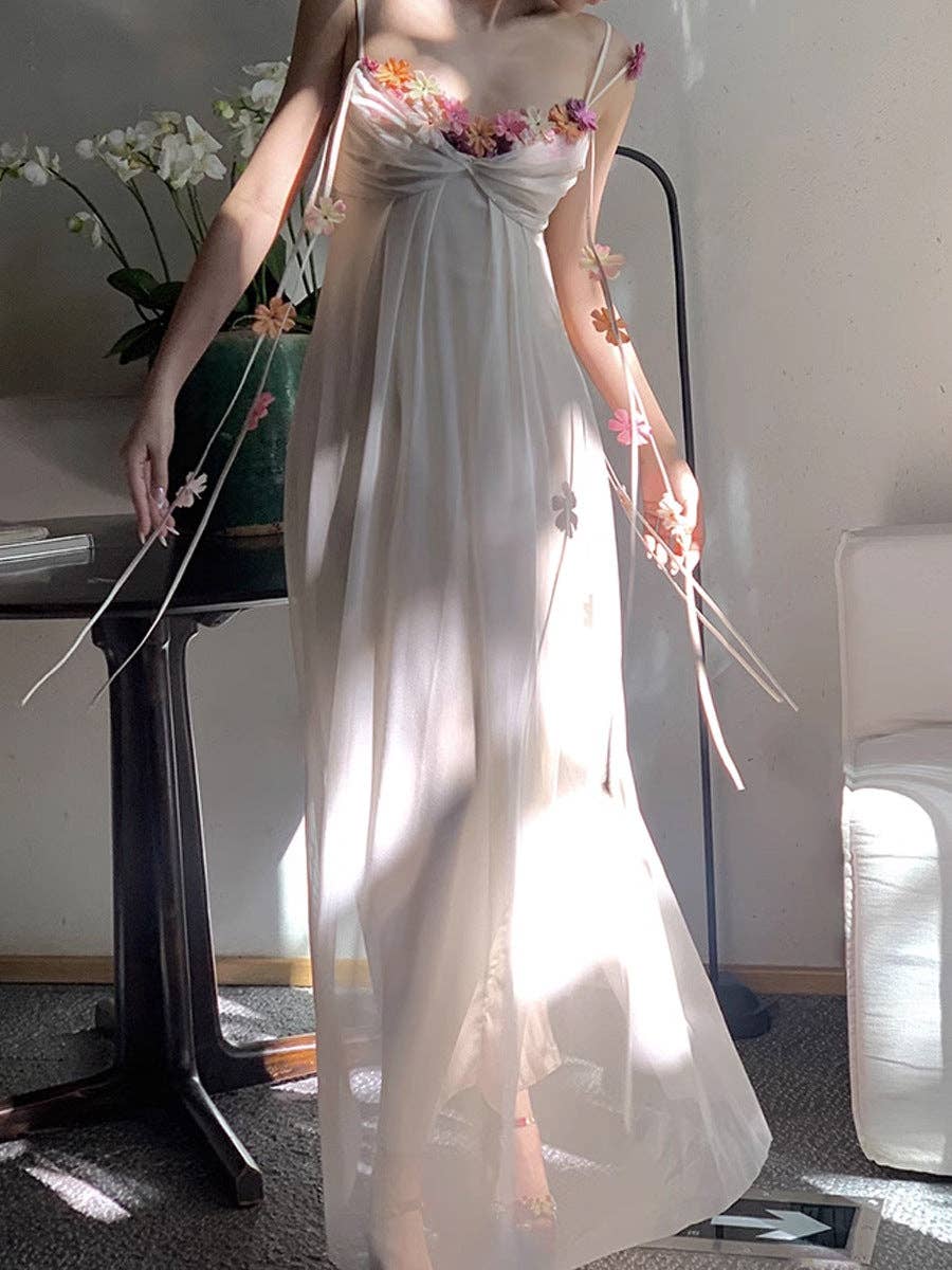 Creme Hvid Acetat Slipkjole Æterisk Luksuriøs Ferieklar #2 for engroshandel på Faire9