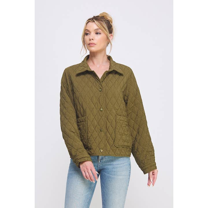 Textured quilted jacket with front pockets for wholesale by Allie Rose