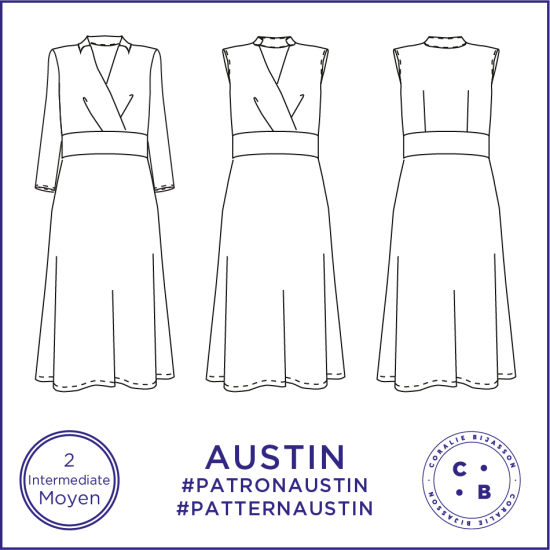Coralie Bijasson - Vente Kits de couture - Patron Austin - Robe - FR 34/48, US 2/16, UK 6/2015