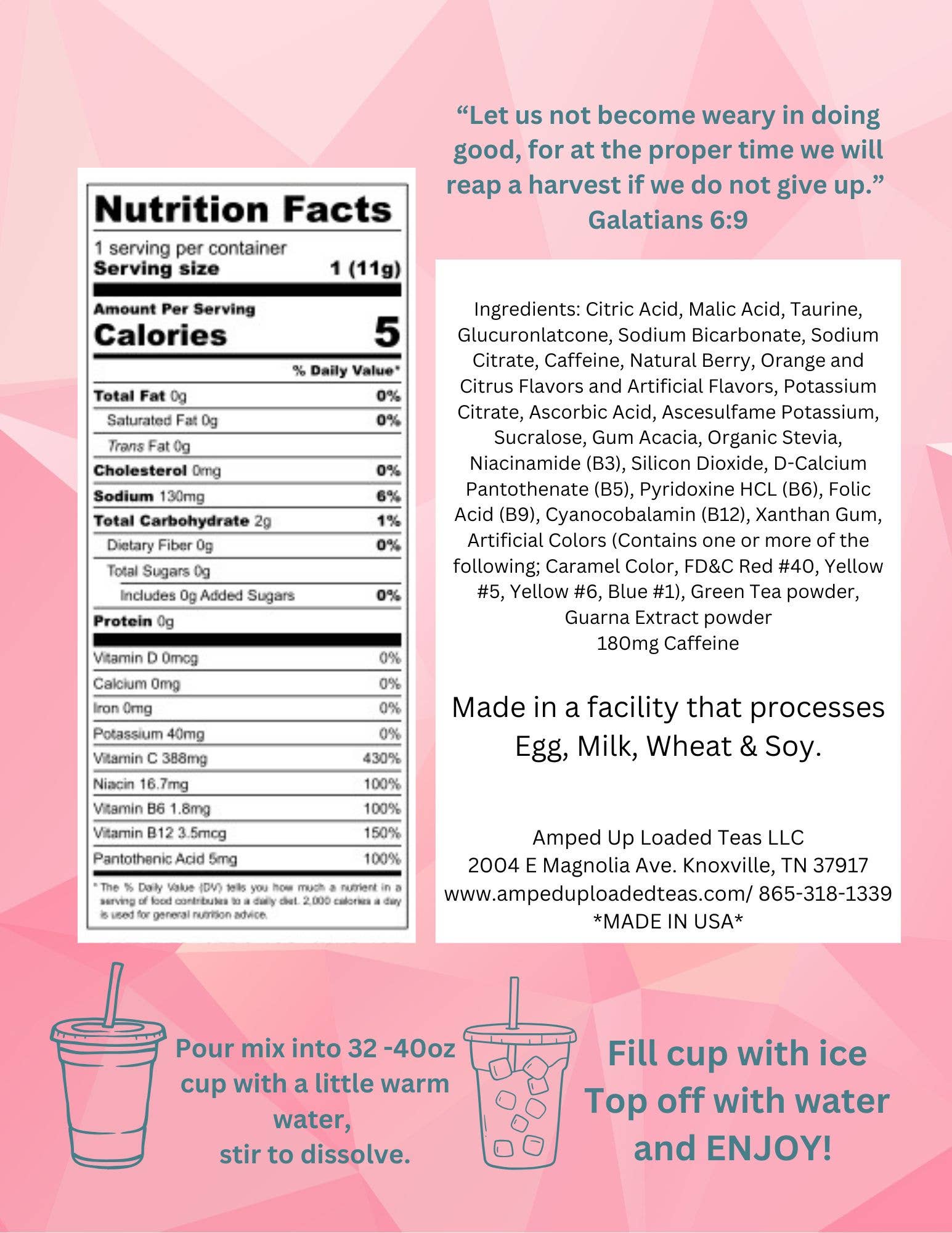 Amped Up Loaded Teas LLC - Wholesale Health/Detox Tea - Honu Loaded Tea Dry Mix1