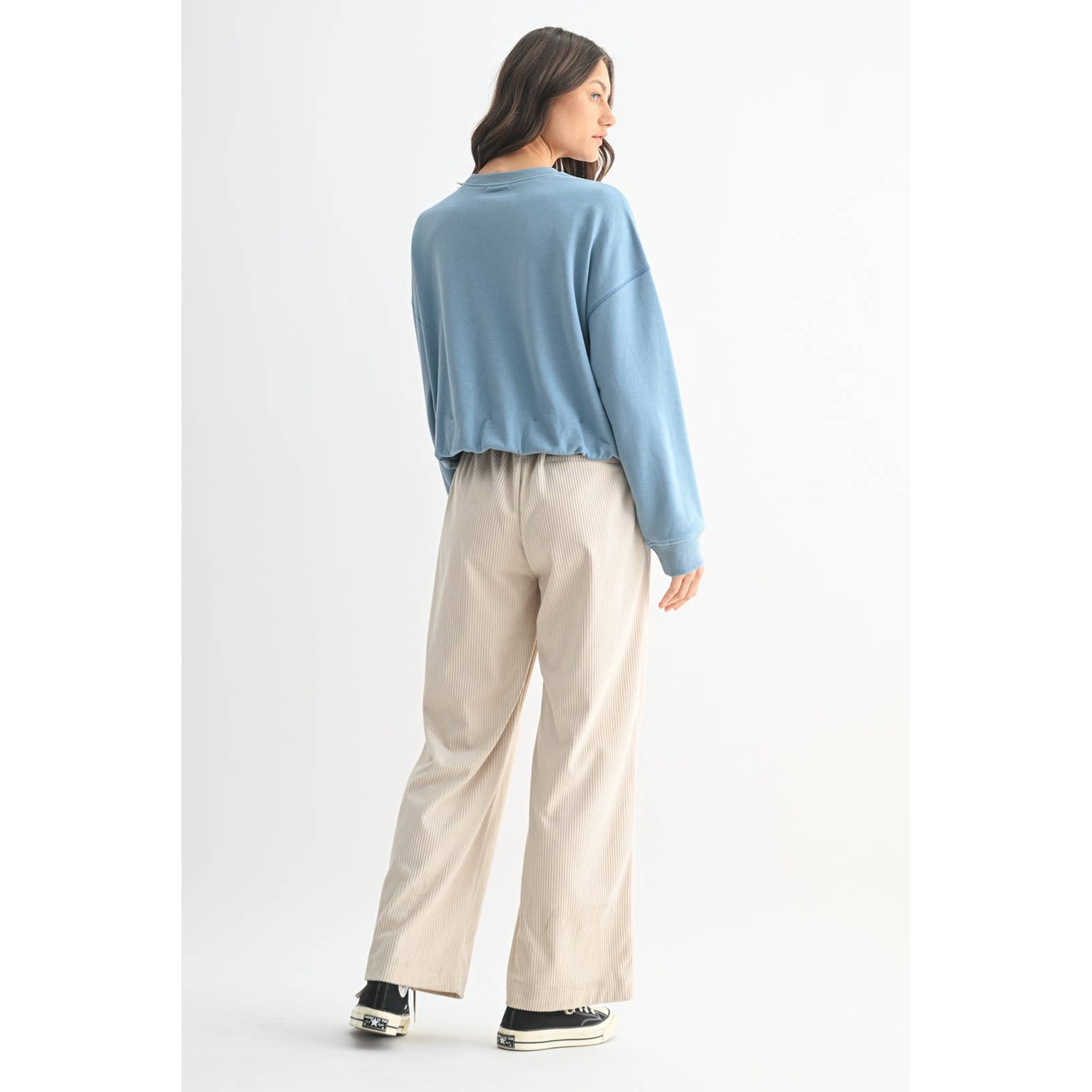 Wishlist Apparel - Wholesale Knit Top - Women's - BUBBLE HEM FRENCH TERRY TOP / WL25-114013