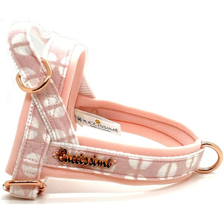 Peony Pink One-Click Dog Harness for wholesale by Puccissimé Pet Couture