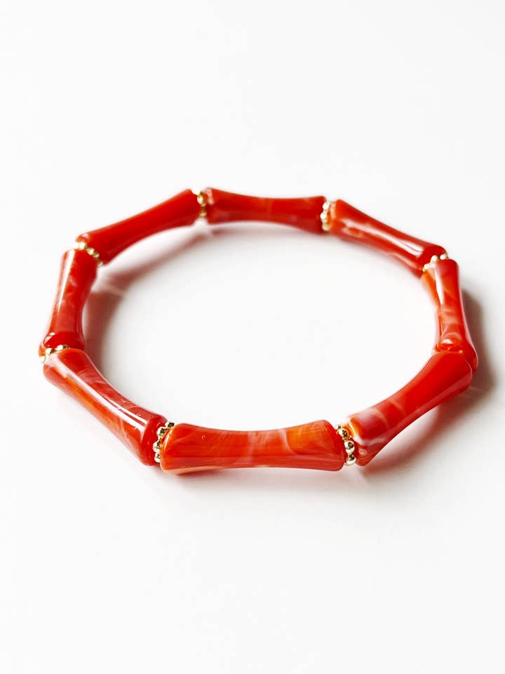 Orange Bamboo Bracelet, Orange Acrylic Bangle Bracelet for wholesale by lynnique