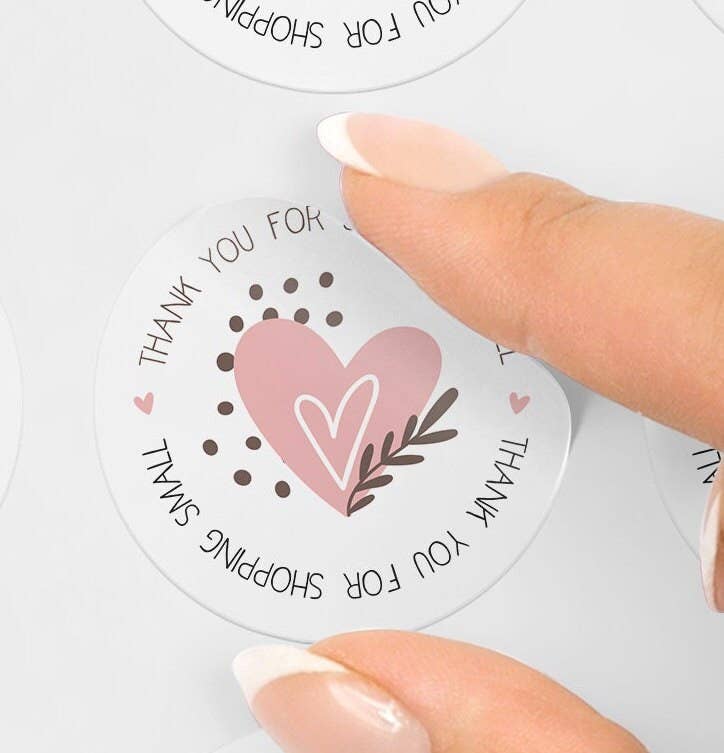 SR Creative Studio – wholesale Sticker – Matte Pink Round Thank You Packaging Stickers0