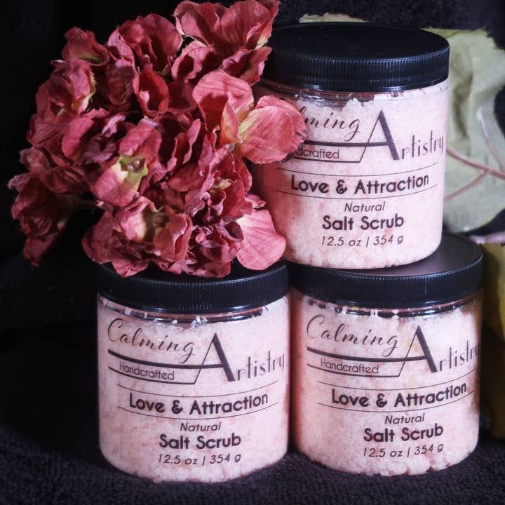 Exfoliant naturel au sel LOVE & ATTRACTION, 12,5 oz pour la vente par Calming Artistry