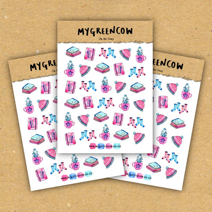 Oh So Cosy - A6 Sticker Sheet for wholesale by MyGreenCow