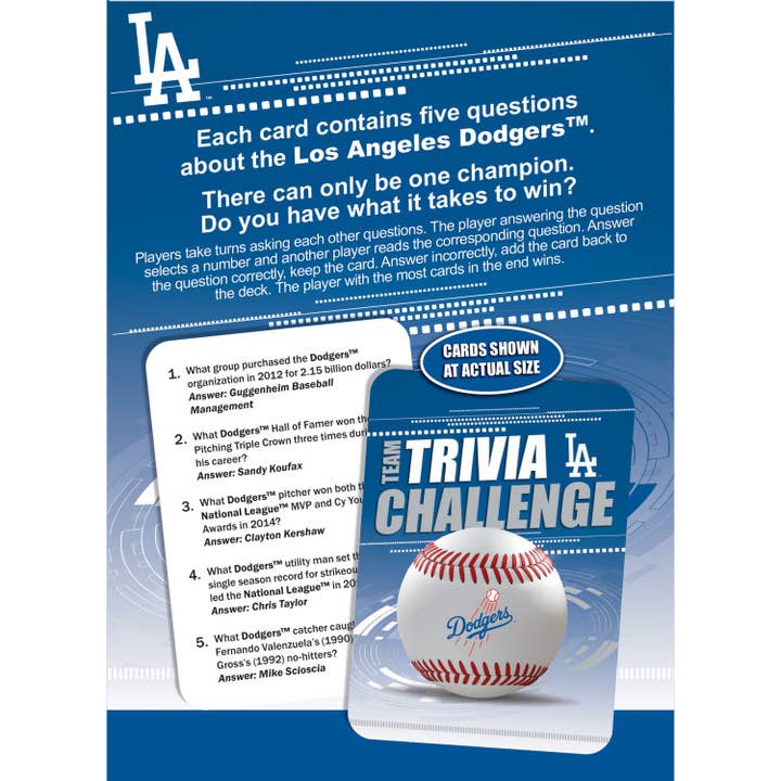 Masterpieces Puzzles - Wholesale Card Game - Los Angeles Dodgers Trivia Challenge
