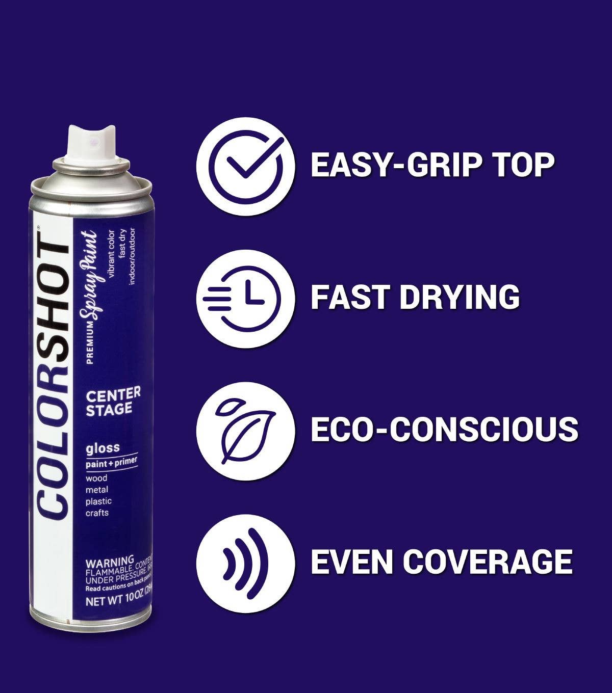Ilovetocreate - Wholesale Paint Set - COLORSHOT Gloss Spray Paint Center Stage (Purple) 10 oz.2