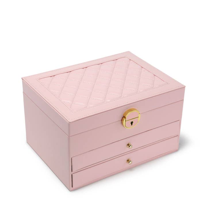 Papaya Fashion Ltd - Vente Boîte/rangement à bijoux - Boîte à bijoux verrouillable à 3 niveaux avec 2 tiroirs3