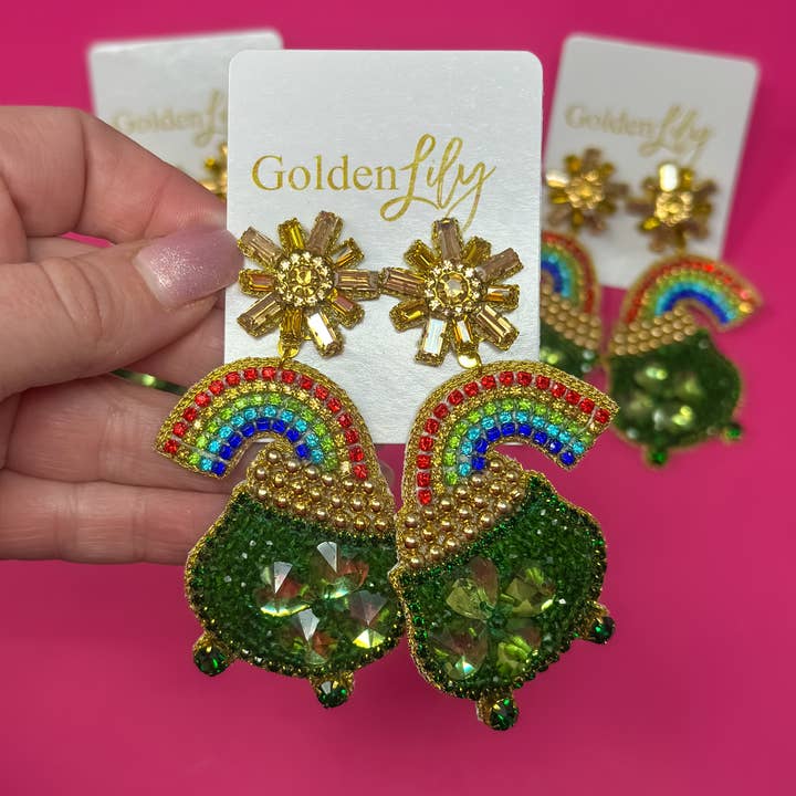 St. Patrick's Day Earrings - Pot of Gold for wholesale by Golden Lily