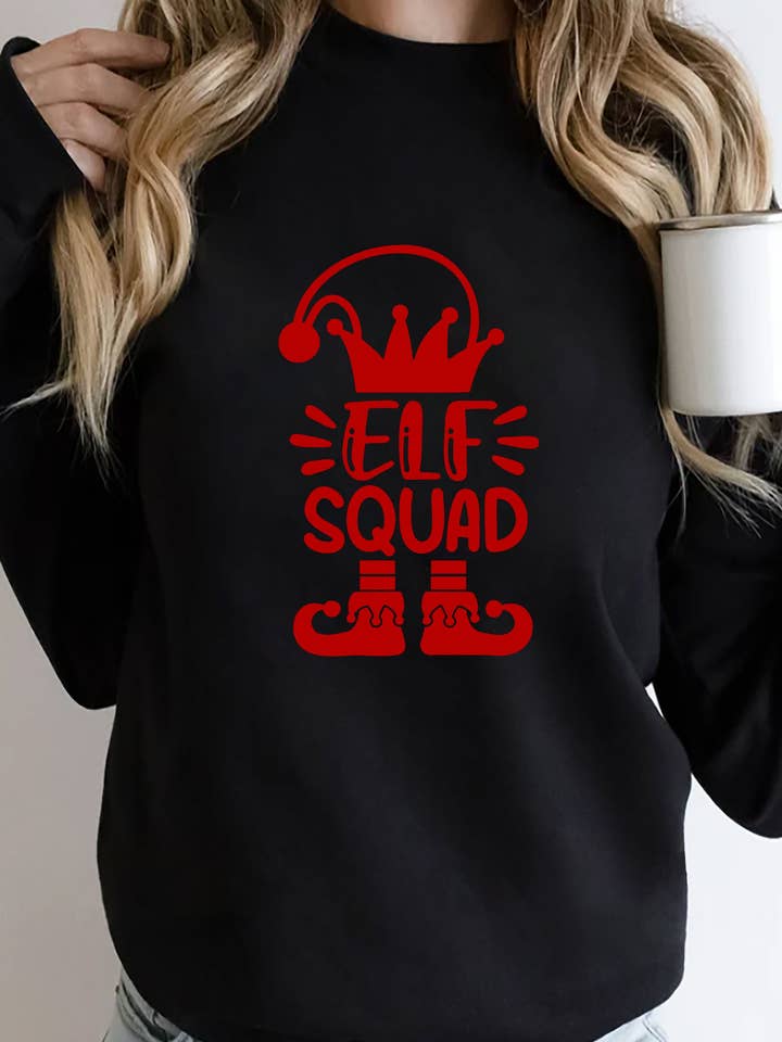 Sudaderas unisex de forro polar con cuello redondo para Navidad de Elf Squad para venta al por mayor de Top Avenue