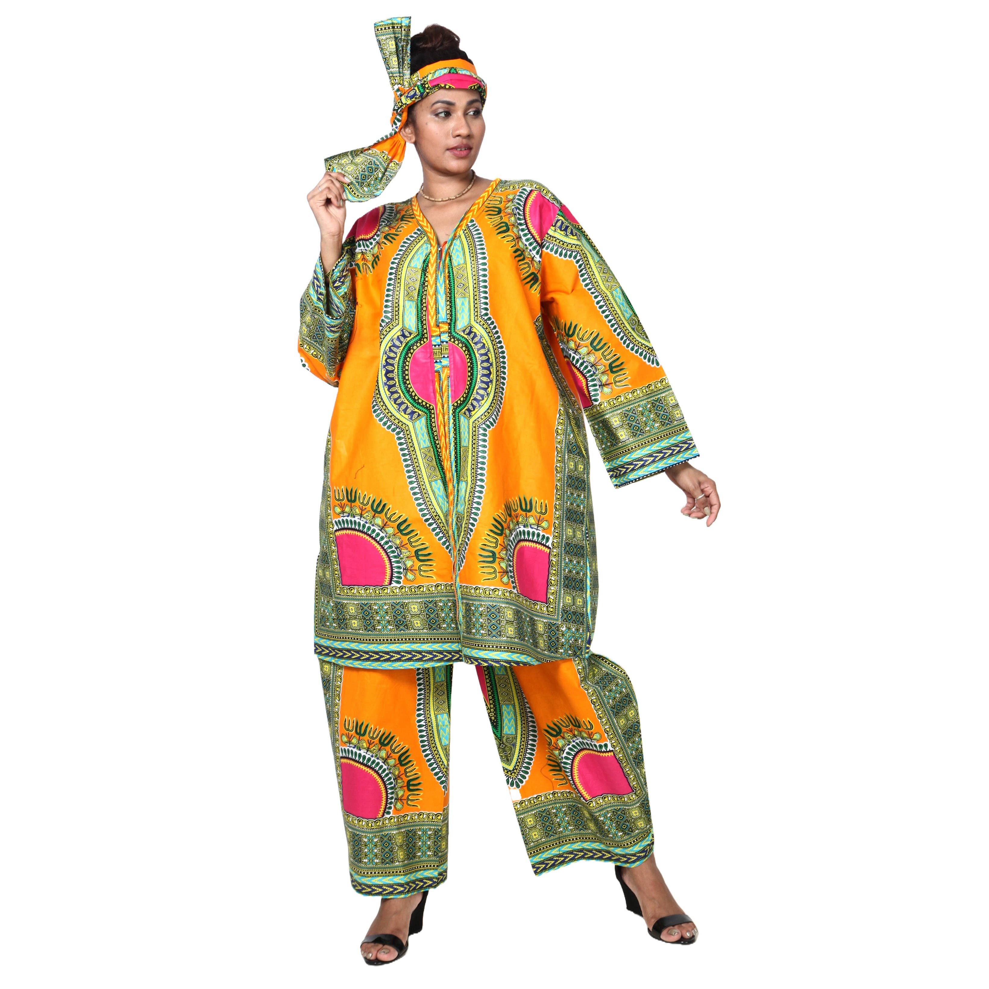 African Stars - Wholesale Top & Pant Set (NOT Loungewear) - Women's - Women's Dashiki Tunic Top and Matching Pants Set -- FI-404910