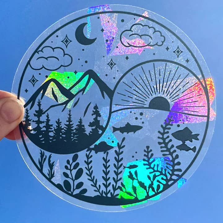 Nature Suncatcher Window Sticker, Night and Day Window Decal for wholesale by Art by Sharell