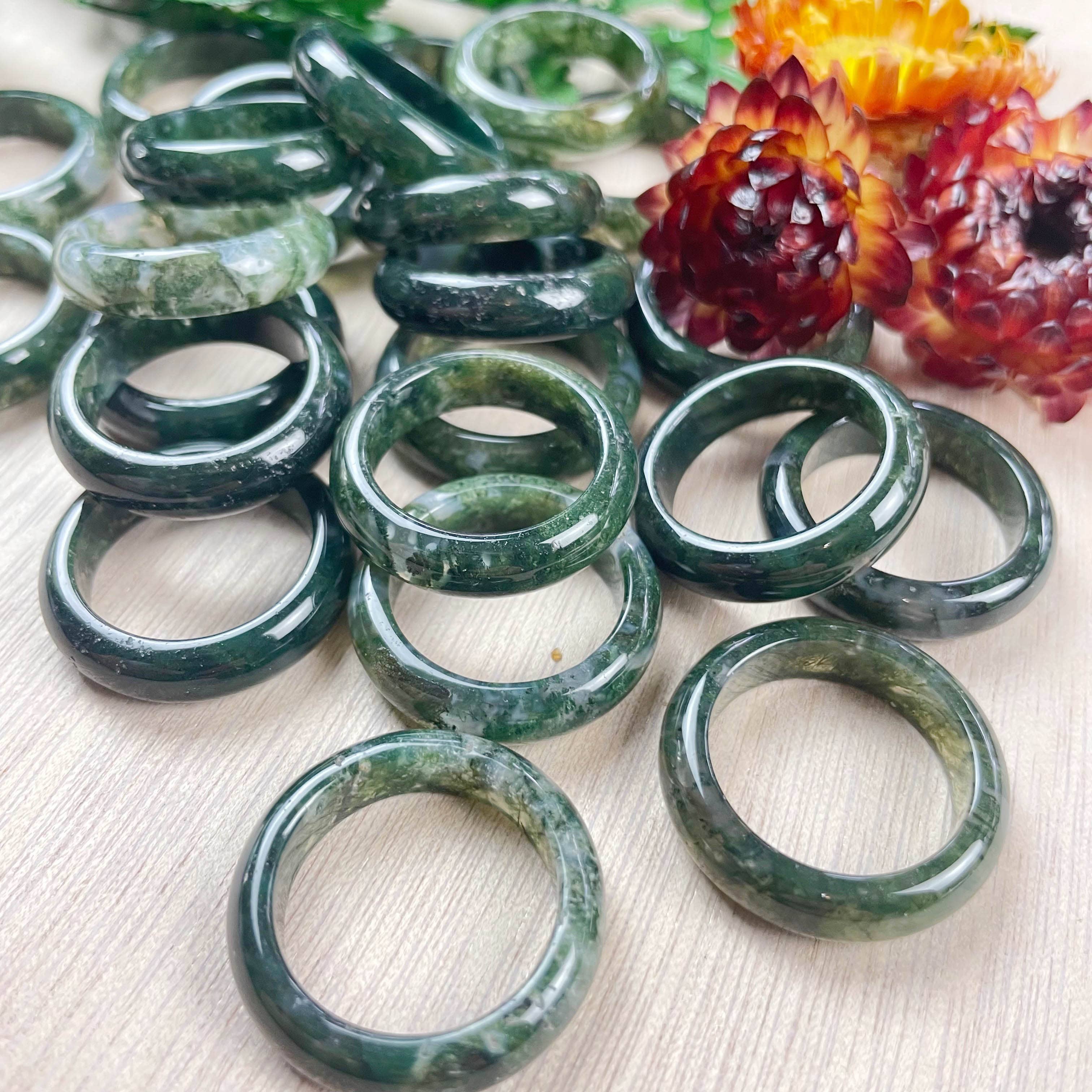 Ewelina Pas Jewelry – wholesale Band/Stackad Ring – Moss agat 6mm bandet Ring4