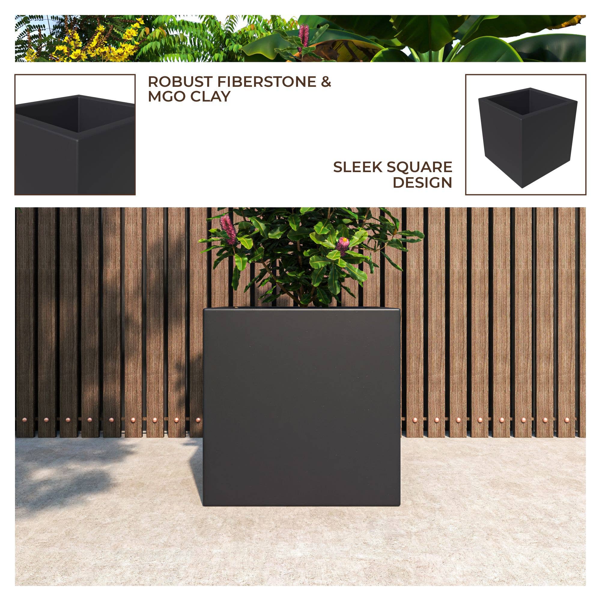 LeisureMod - Wholesale Plant Pot - Fern Modern Square Planter with Drainage for Indoor/Outdoor18